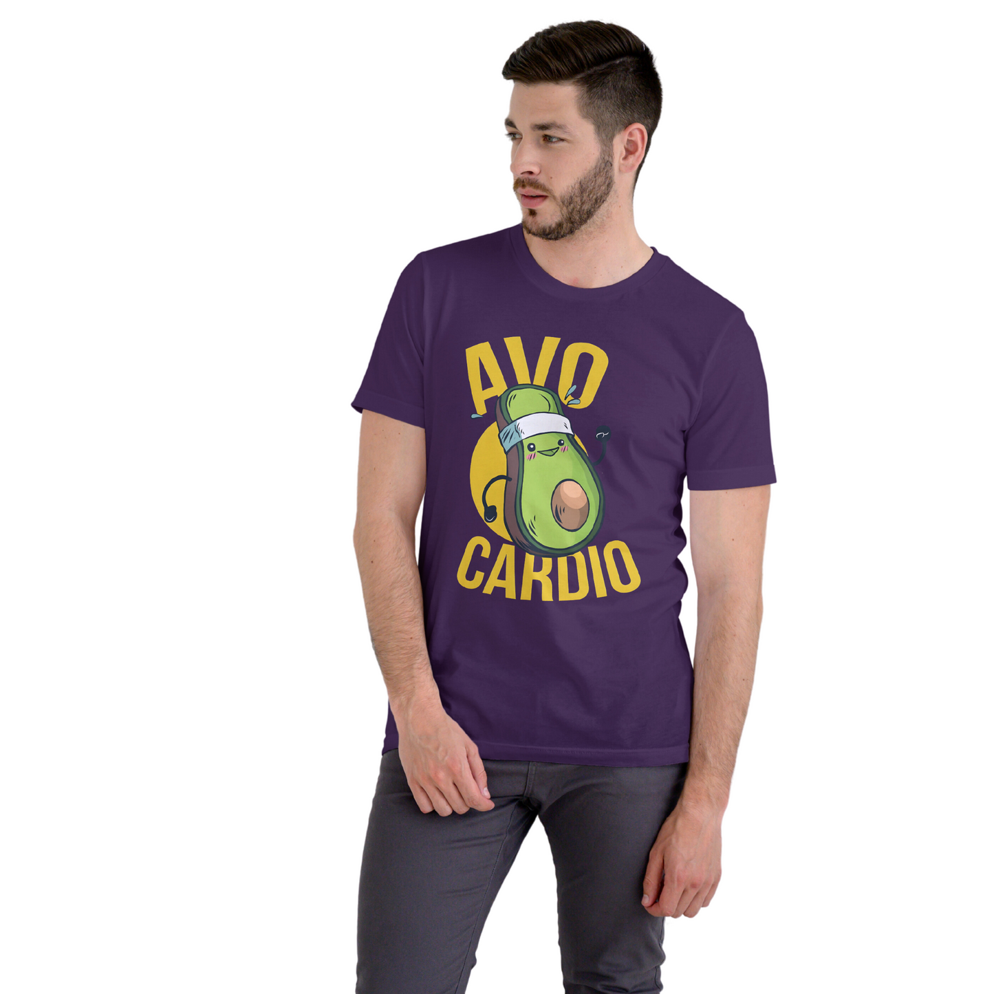 Avo Cardio: Graphic Printed Half Sleeve T-shirt for Men || Funny T-shirt for Fitness Lovers