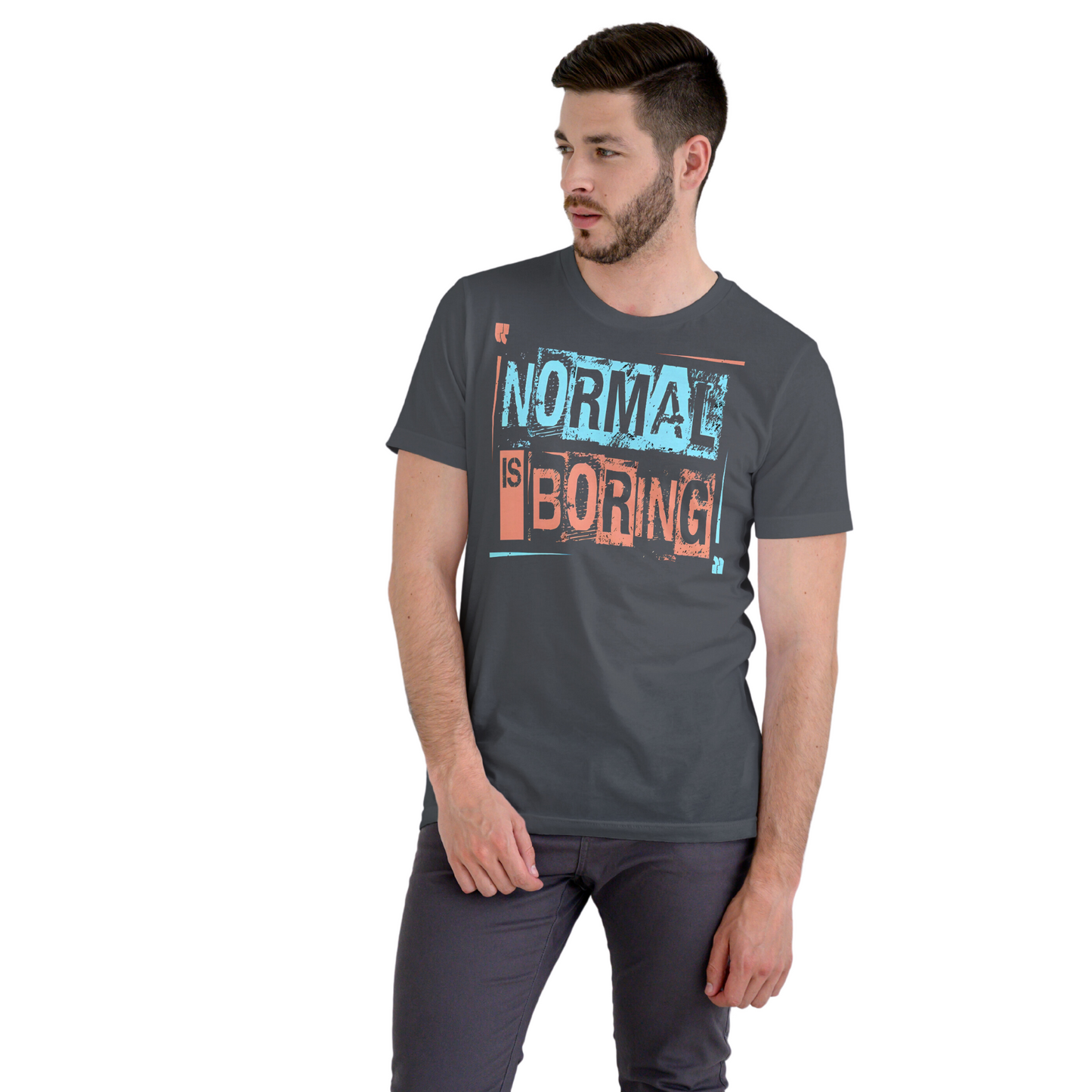 Normal is Boring: Graphic Printed Half Sleeve T-shirt for Men || Quotes Printed T-shirts for Men