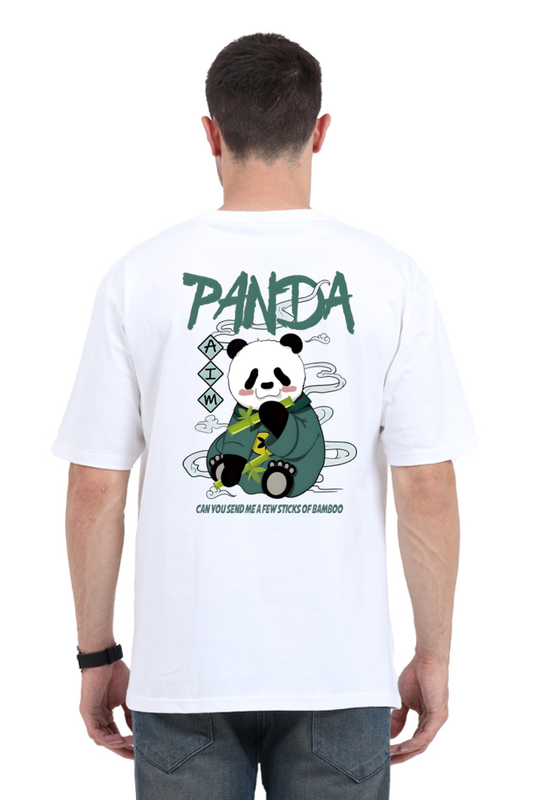 Panda Aim: Graphic Printed Oversized T-shirt for Men || Back Printed Oversized T shirt Men