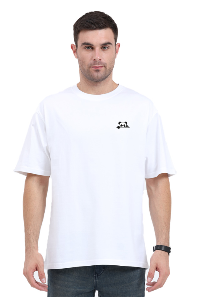 Panda Aim: Graphic Printed Oversized T-shirt for Men || Back Printed Oversized T shirt Men