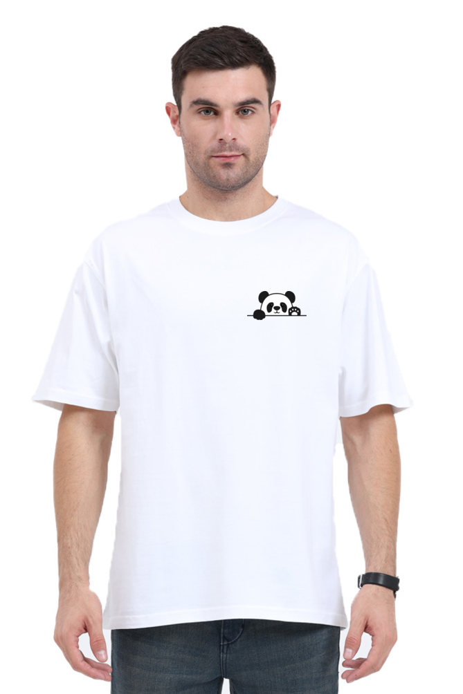 Panda Aim: Graphic Printed Oversized T-shirt for Men || Back Printed Oversized T shirt Men