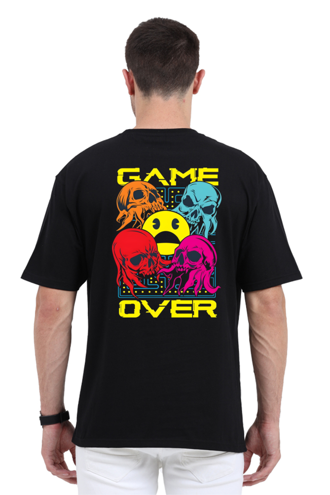 Game Over: Graphic Printed Oversized T-shirt for Men || Back Printed Oversized T shirt Men