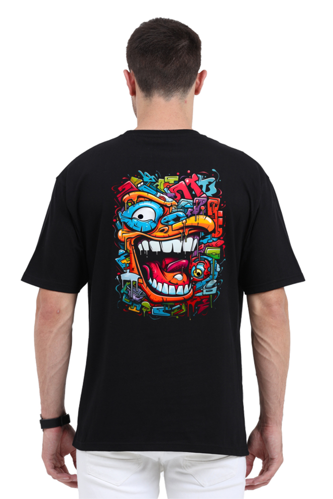 Evil Laugh: Graphic Printed Oversized T-shirt for Men || Back Printed Oversized T shirt Men