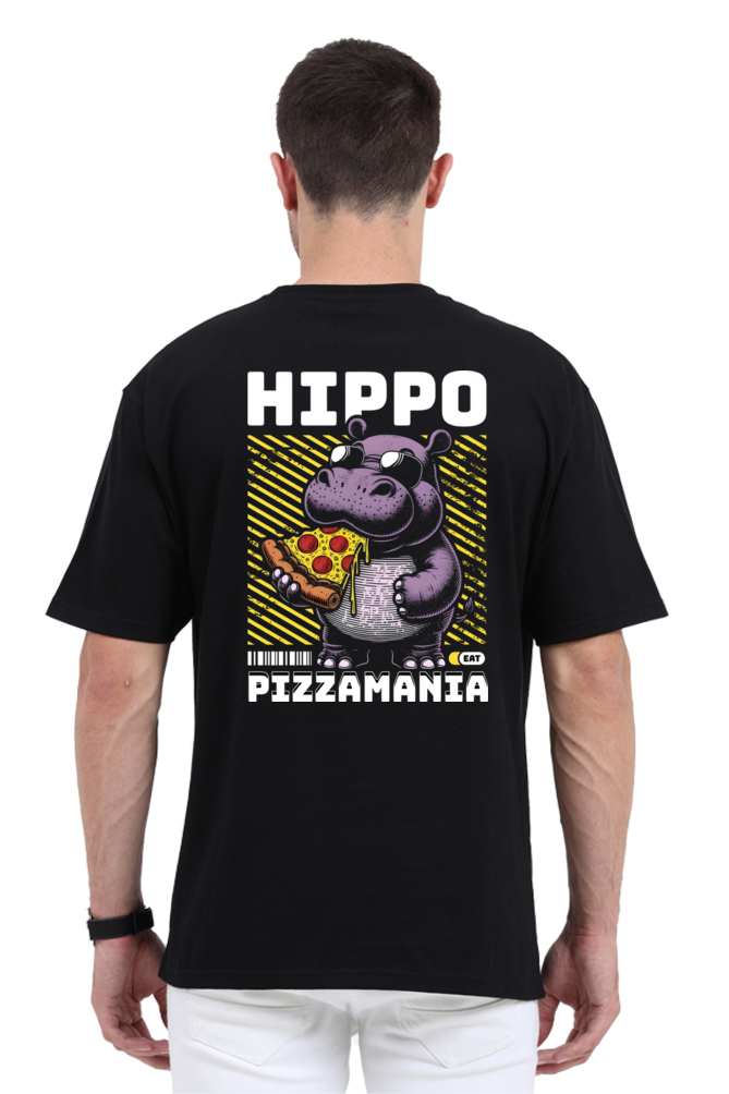 Hippo: Graphic Printed Oversized T-shirt for Men || Back Printed Oversized T shirt Men