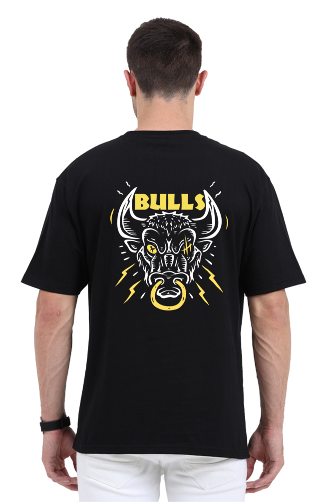 Bulls: Graphic Printed Oversized T-shirt for Men || Back Printed Oversized T shirt Men