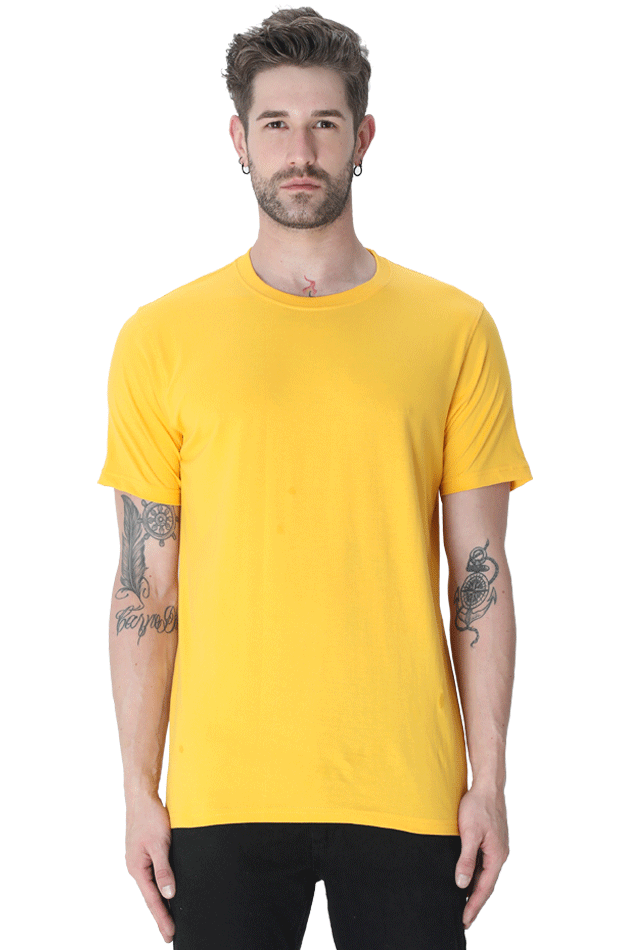 Golden Yellow Plain t-shirt for men | Basic t-shirt for men | Men's plain t-shirts online India