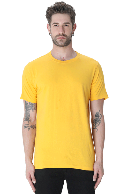 Golden Yellow Plain t-shirt for men | Basic t-shirt for men | Men's plain t-shirts online India