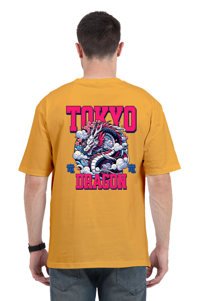 Dragon: Graphic Printed Oversized T-shirt for Men || Back Printed Oversized T shirt Men