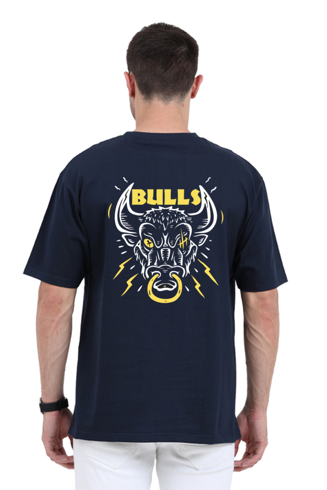 Bulls: Graphic Printed Oversized T-shirt for Men || Back Printed Oversized T shirt Men