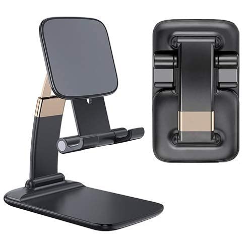 Zestronics™ Smart Latest Folding Desktop Adjustable Cell Phone Stand, Foldable Portable Metal Phone Stand Phone Holder for Desk, Desktop Tablet Stand Compatible with Mobile Phone/Tablet