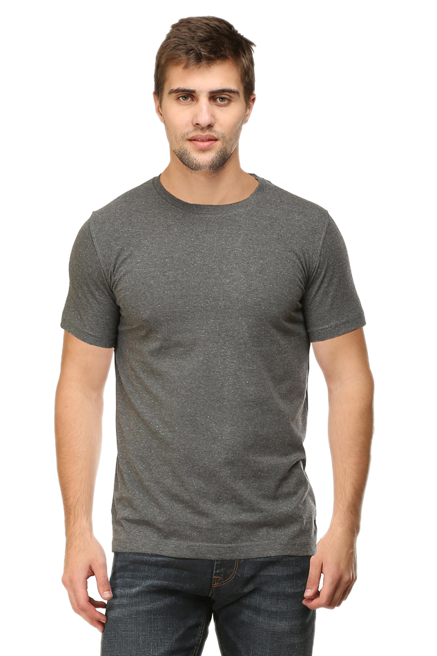 Charcoal Melange Plain t-shirt for men | Basic t-shirt for men | Men's plain t-shirts online India