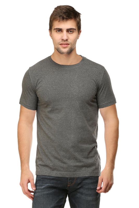 Charcoal Melange Plain t-shirt for men | Basic t-shirt for men | Men's plain t-shirts online India