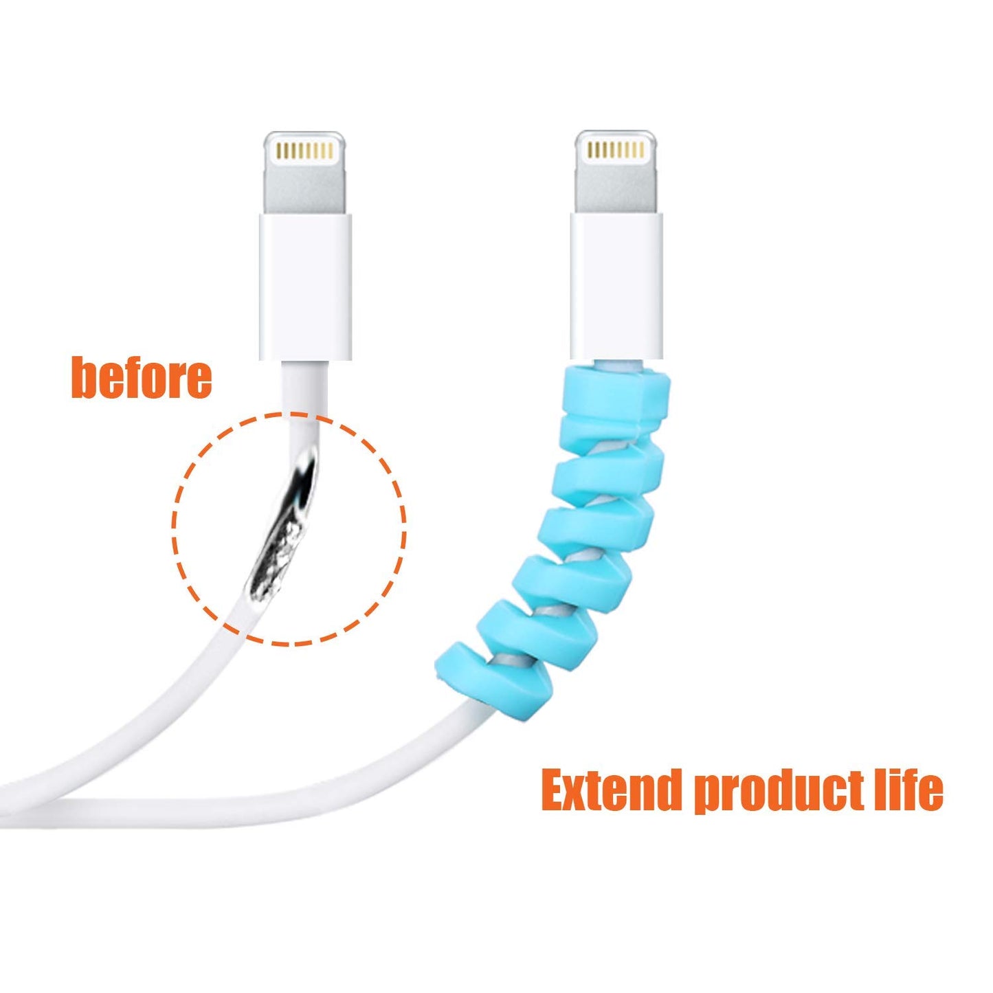 Zestronics™ Spiral Charger Cable Protector Data Cable Saver Charging Cord Protective Cable Cover Set of 1 (4 Pieces)