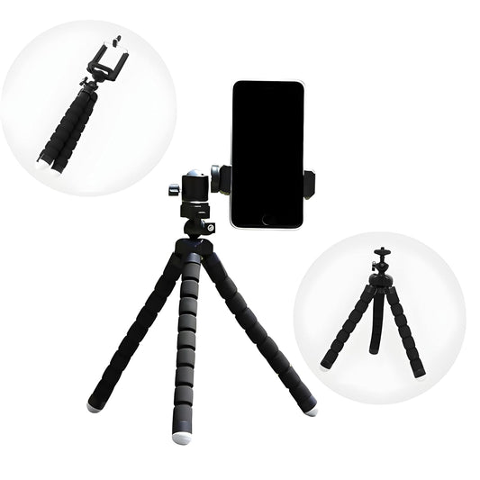 Zestronics™ Mini Octopus Tripod Camera Stand with Mobile Holder | for Vlogging, Video Shooting, YouTube etc Compatible with All Mobile Phones