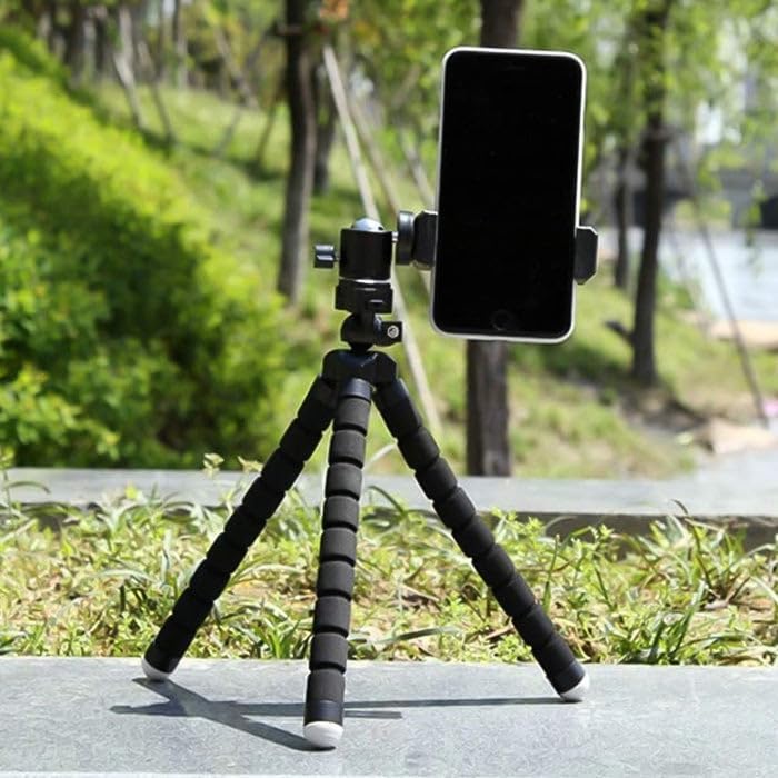 Zestronics™ Mini Octopus Tripod Camera Stand with Mobile Holder | for Vlogging, Video Shooting, YouTube etc Compatible with All Mobile Phones