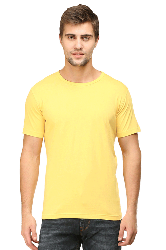 Yellow Plain t-shirt for men | Basic t-shirt for men | Men's plain t-shirts online India