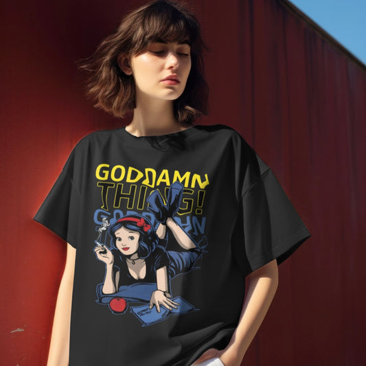 Goddamn Thing: Graphic Printed Oversized T-shirt for Women || Oversize T shirt for Women