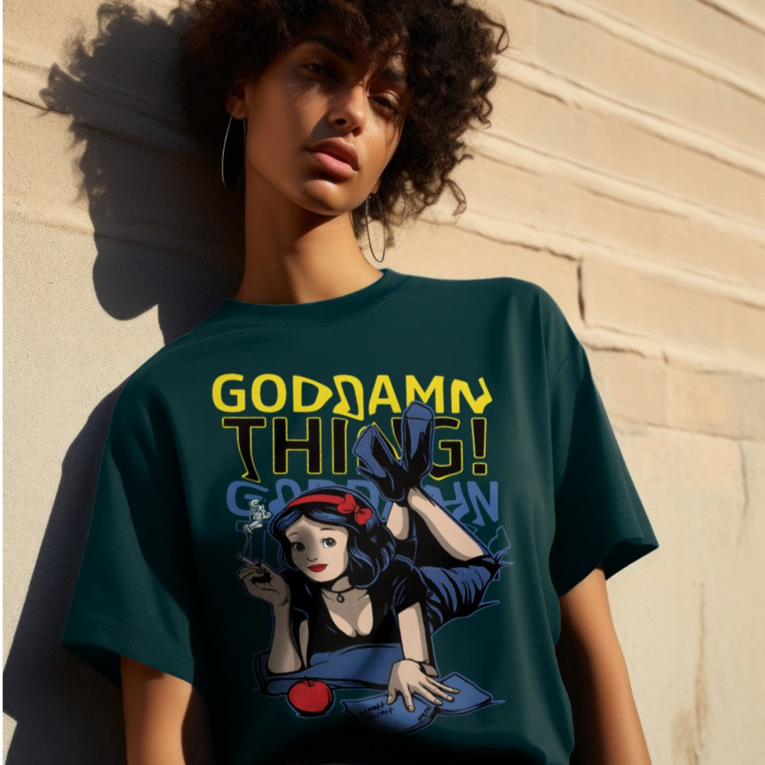 Goddamn Thing: Graphic Printed Oversized T-shirt for Women || Oversize T shirt for Women