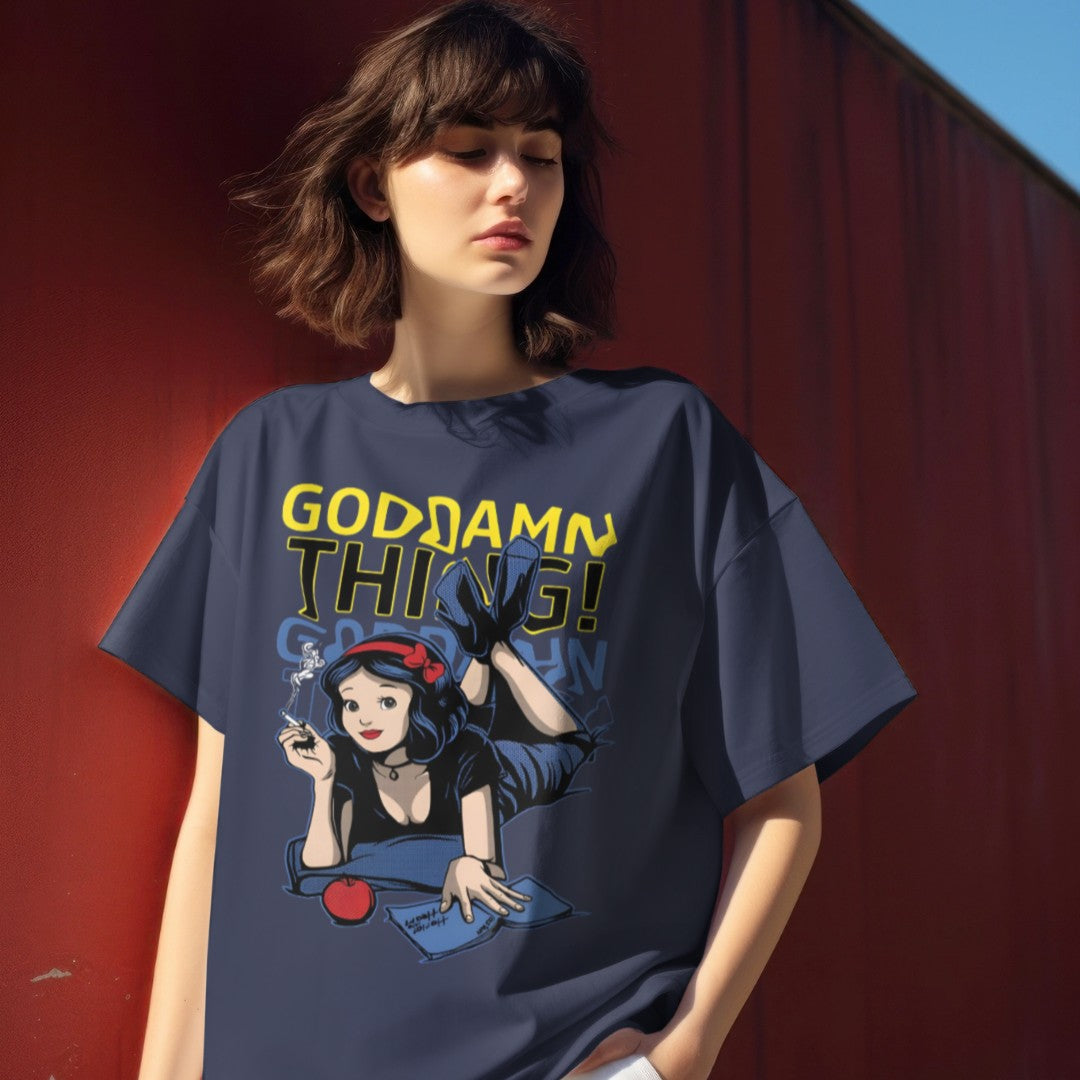 Goddamn Thing: Graphic Printed Oversized T-shirt for Women || Oversize T shirt for Women