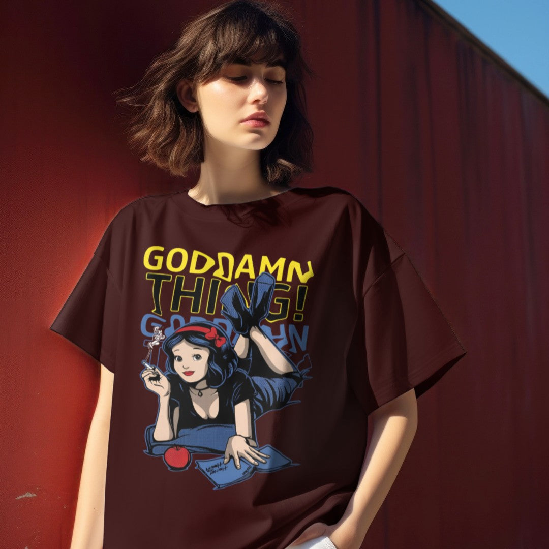 Goddamn Thing: Graphic Printed Oversized T-shirt for Women || Oversize T shirt for Women