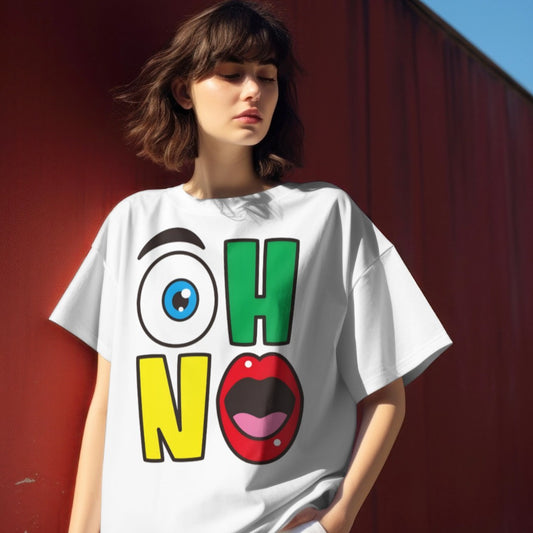 Oh No: Graphic Printed Oversized T-shirt for Women || Oversize T shirt for Women